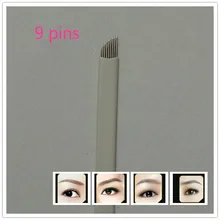 100 шт. 9-Булавки постоянный Макияж руководство брови Иглы для татуажа лезвия для татуировки microblading ручка