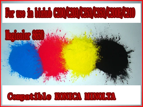 color toner powder compatible KONICA MINOLTA bizhub C200/C203/C253/C353/C200E/C210 Magicolor 8650 C/M/BK/Y 4 KG/lot
