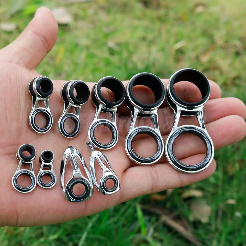 55Pcs/box Stainless Steel Fishing Rod Guides Rod Repair Kit DIY Eye Rings, Mixed 9 Sizes