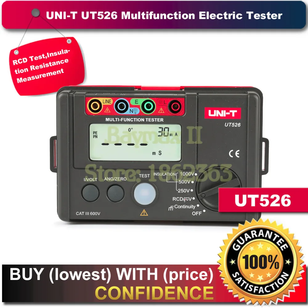 UNI-T UT526 Цифровой мультиметр электрическая изоляция УЗО тестер