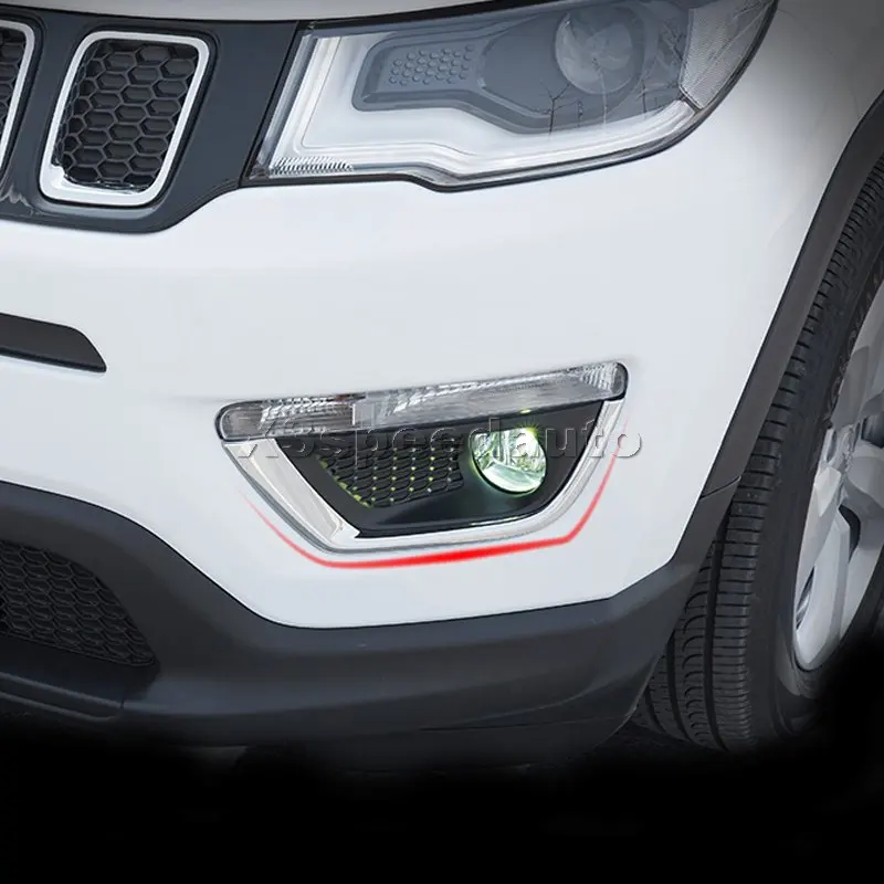 For Jeep Compass 2nd Gen Front Light Fog Lamp Stripe Cover Trim 2pcs