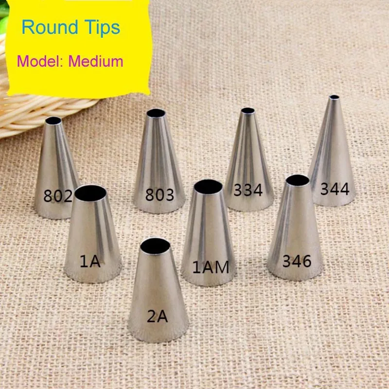 Round Tips Medium Decorating Nozzle Seamless Icing Tube Pastry Tips Fondant Cake Decorating Sugarcraft Tools cake decorating tip set cake icing nozzles baking nozzle set cake decorating nozzle set
