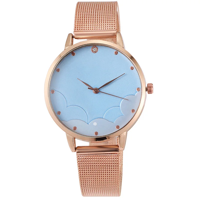 

Luxury Sky Cloud Watch Rhinestones Elegant Quartz Mesh Strap Female Relogio Feminino Women Female Simple WristWatch