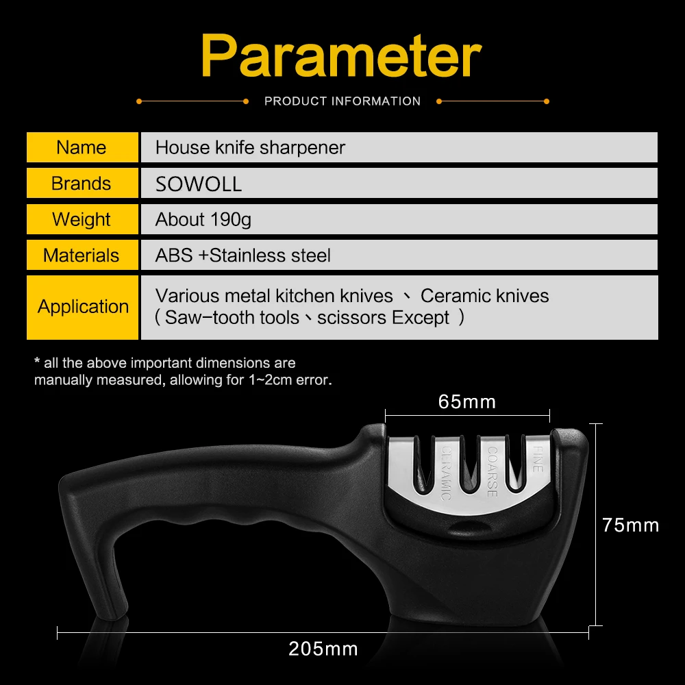 Sowoll нож точильные инструменты ножницы заточки инструменты 3 отверстия профессиональная точилка Камень Кухня приспособления для готовки инструменты