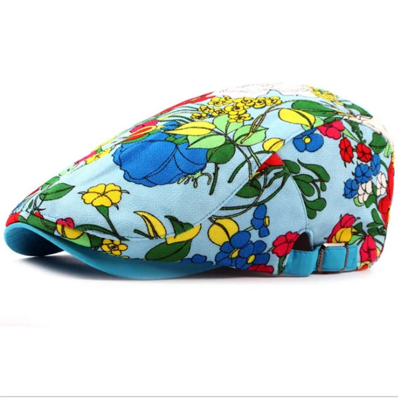 New Fashion Women Berets Cap Floral Print Boinas feminina Elegant Flat Cap Casquette Gorras Hats Ajustable Casual Women's hats