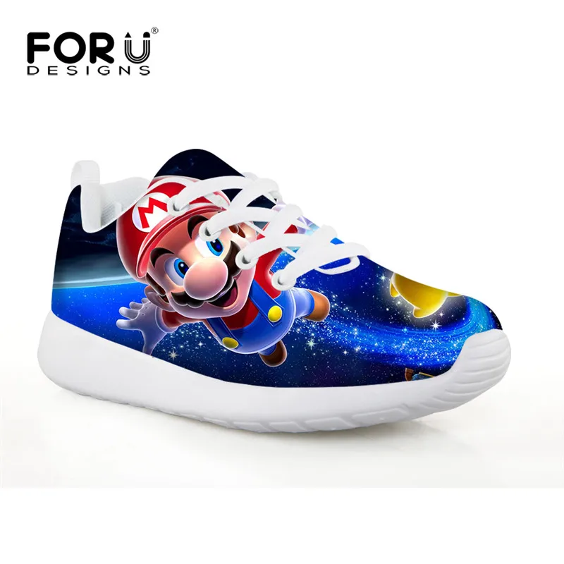 

FORUDESIGNS Super Mario Games Printing Cartoon Children Sport Shoes Flats Mesh Kids Soccer Shoes for Boys Girls Sneakers Outdoor