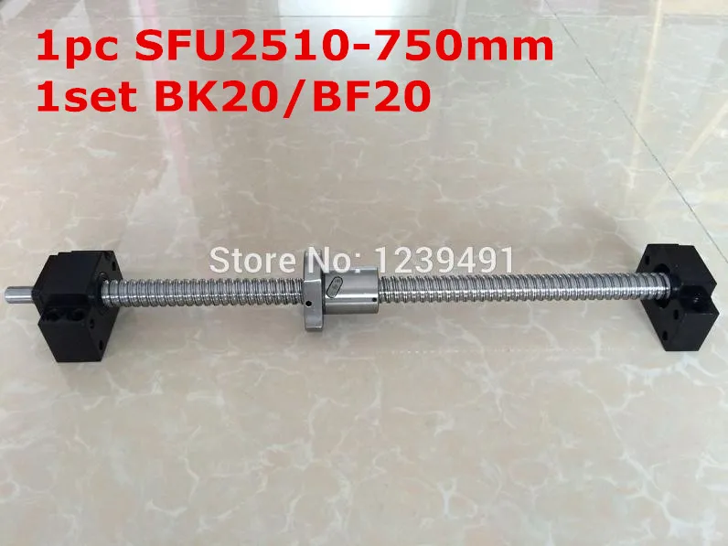 

SFU2510 - 750mm ballscrew with end machined + BK20/BF20 Support CNC parts