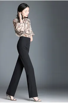 

Fashion 2019 Summer Plus Size Women Solid Color Slim Pants Loose Ol High Waist Straight Trousers Fashion Zippers Wide Leg Pants