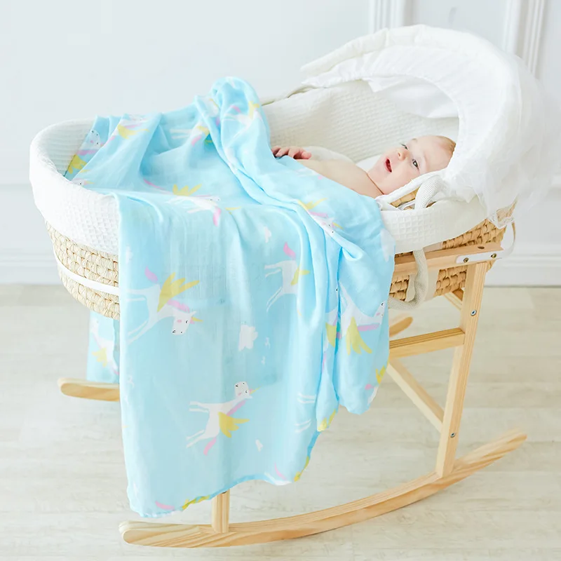 Breathable Swaddle Blankets Muslin Bamboo Cotton Baby Girl Boy Super