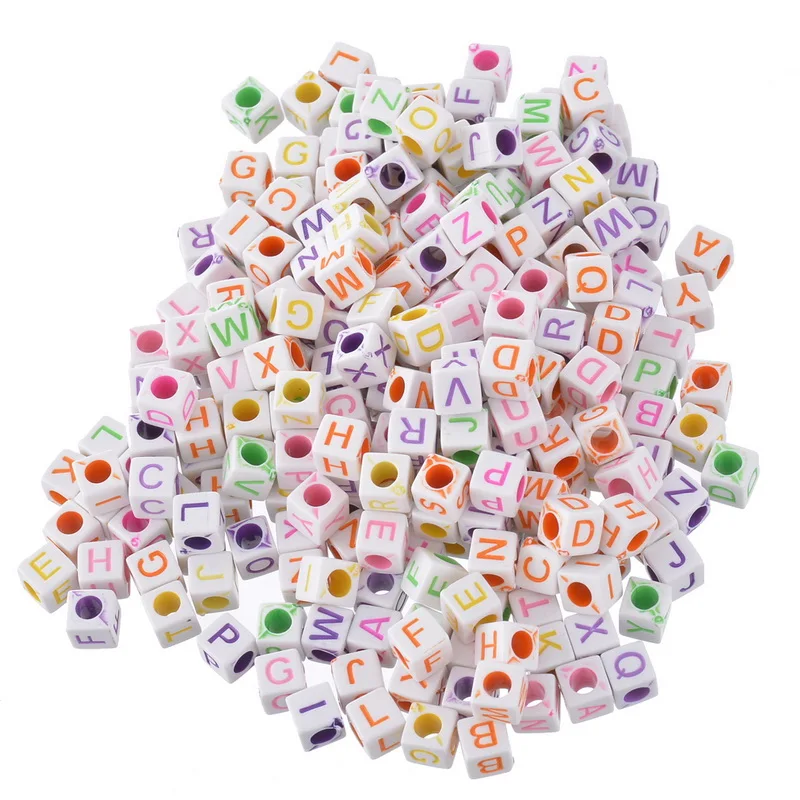

MJARTORIA 1000PCs Mix Beads with Letters Charm Acrylic Spacer Beads Cube Letter/ Alphabet Beads For DIy Jewelry 6x6mm(2/8"x2/8")