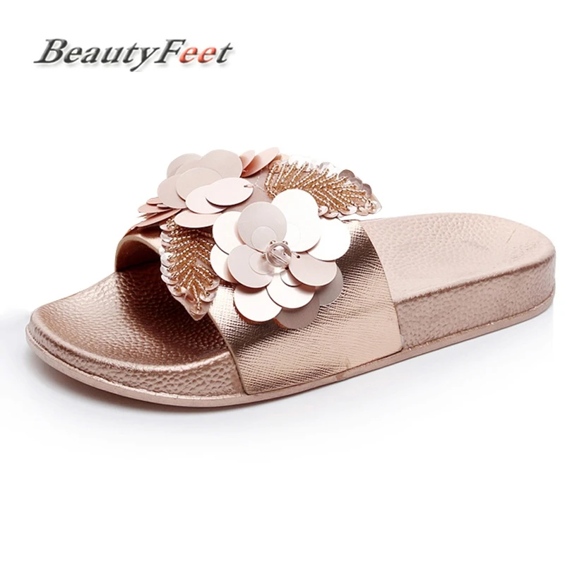 

Gold Silver Platform Summer Women Slippers Bling Glitter Casual Ladies Slides Flip Flops Flat Platforms Shoes Female BeautyFeet