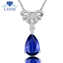 Натуральный Танзанит Свадебный кулон ожерелье с бриллиантом Дизайн Твердые 14 к белое золото драгоценный камень ювелирные изделия для женщин любящий подарок