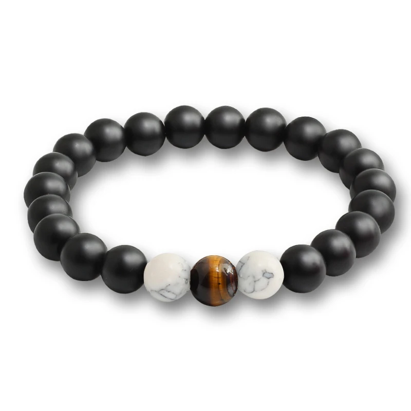 Natural Black Matte Stone 8mm Elastic Tiger Eye Beads Bracelets Men Bracelet Charm Strand Fashion Male Yoga Jewelry Friend Gift | Украшения