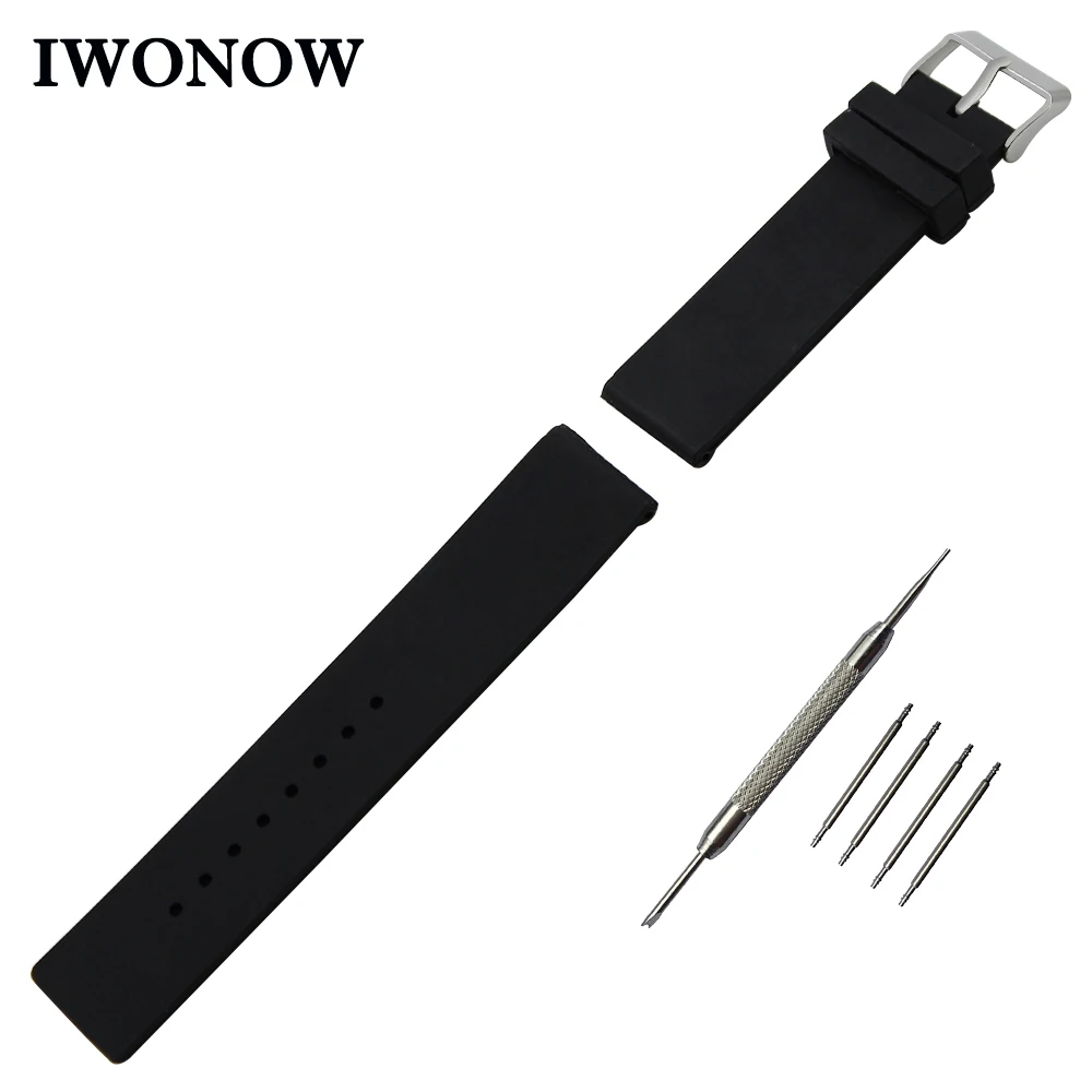 

Silicone Rubber Watch Band 20mm for Motorola Moto 360 2 42mm Men 2015 Stainless Steel Pin Buckle Strap Wrist Belt Bracelet +Tool