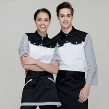 (5 get 10% off,10 get apron)Woman/man coffee shop restaurant hotel short sleeve waiter shirt uniform work wear work clothes