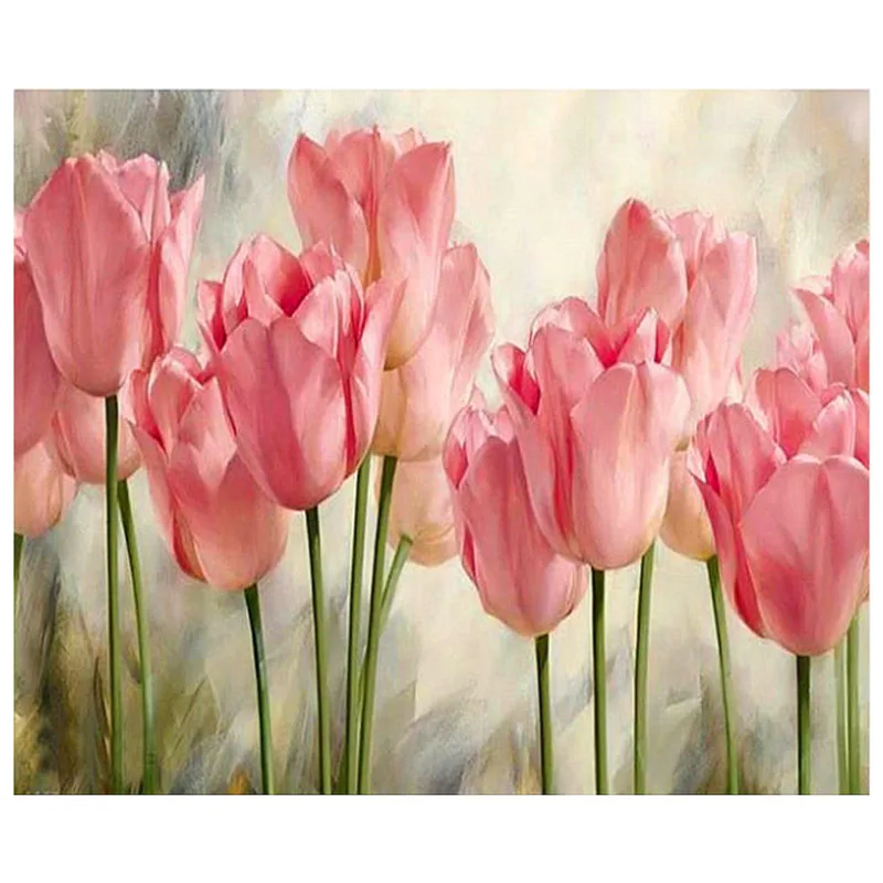 

5D Diy Full Square diamond painting cross stitch "Pink flower" Diamond embroidery Mosaic Home wall decoration Crafts