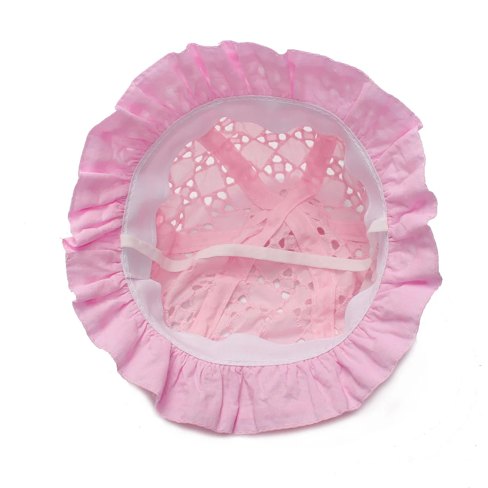Hollow Bow Baby Girls Caps Cotton Girls Sun Cap Floral Embroidered Fisherm Hats Spring Summer Baby Bucket Hats Girls Accessories (7)