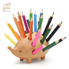 Lovely Hedgehog Shape Solid Wood Pen Holder with 24colors Pencil Kawaii Stationery Storage Box Plug-in Pencil Pen Holder Stand Lovely Hedgehog Shape Solid Wood Pen Holder with 24colors Pencil Kawaii Stationery Storage Box Plug-in Pencil Pen Holder Stand