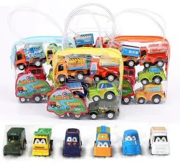 

6pcs/lot Pull Back Car Toys Car Children Kids Racing Car Mini Cars Cartoon Pull Back Bus Truck Toys For Children Boy Gifts