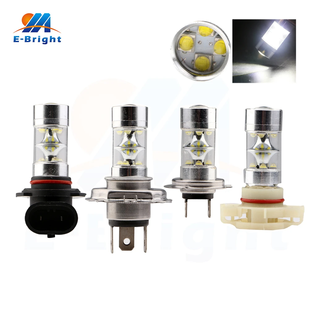 High Lumens 2pcs 12V 60W 12 SMD Led Bulb Lens H4 H7 H11 H16 9005 9006 Auto Socket Car Highlight