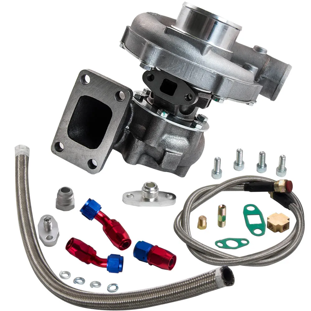 

T04E T3 Universal TURBO TURBOCHARGER 4 BOLTS T3 5 flange 1.6L 1.9L 2.0 for 1.6L-2.5L engine 400+HP BOOST STAGE III Oil Line