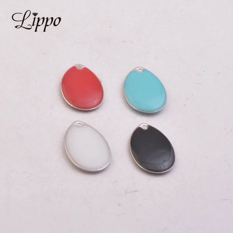

32pcs Silver Water Drop Enamel Charms DIY Women's jewelry Making Copper Connector Setting