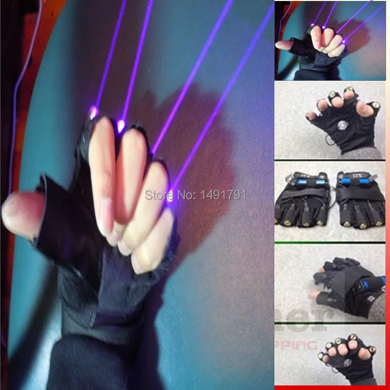 Special Price EL Products led laser light up glove 4pcs 532nm 80mw Violet Blue Laser Stage Gloves for kids DJ Club show halloween prop