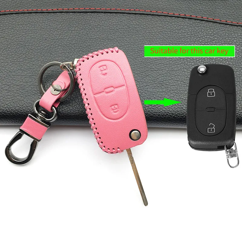 Leather car key fob shell case cover for Audi A2 A3 A4 A6 A8 TT 2