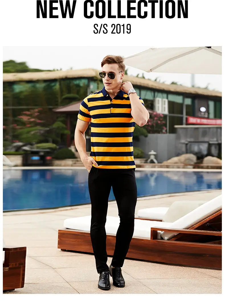 Striped Polo Men Summer Short Sleeve Quality Cotton Men Polos Male Brand Chinese Clothing Fast Dry Top Tees 2019 Spring New Red 05