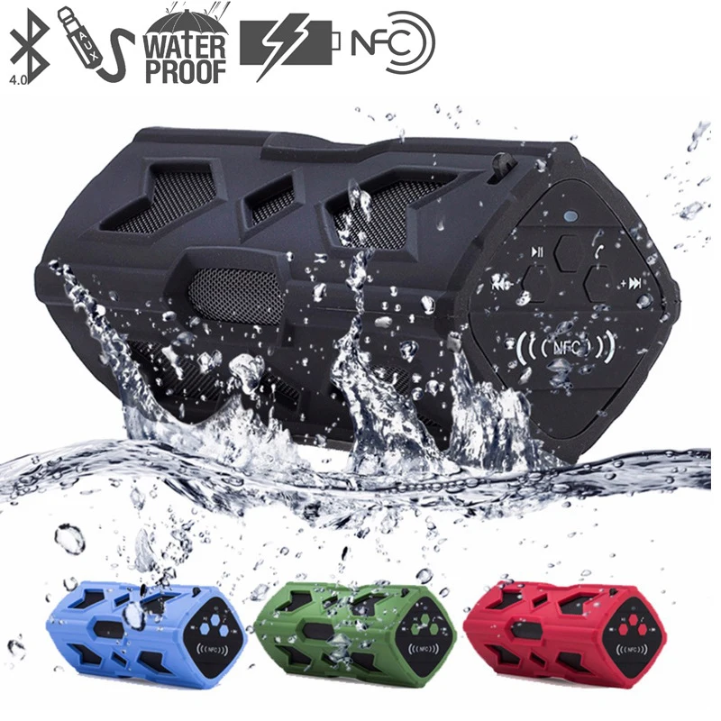 

AUX Audio Receiver Bluetooth V4.0 Waterproof Subwoofer Portable Mini Wireless Outdoor Bluetooth Speaker With NFC Power Bank