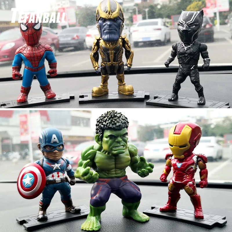 

6Pcs/Set Car Ornaments Creativity for The Avengers Lron Man Defensive Interior Dashboard Decoration Toys Car Accessories