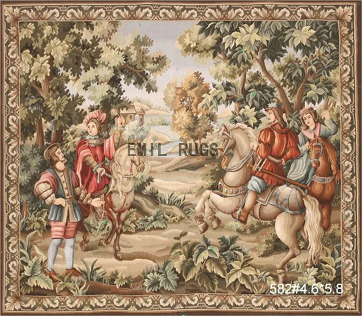 

Tapestry Of Rectangular Shape Carpete Tapestry Wall Hanging Vintage Aubusson Tapestry Panel Wool Tapestry Hanging Wool