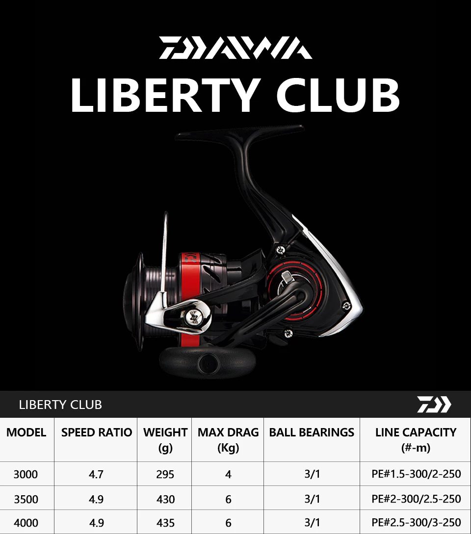 DAIWA LIBERTY клуб рыболовные спиннинговые Катушки 3000/3500/4000 4BB Макс Перетащите 6 кг carretilha carrete de pesca рыбалка колеса