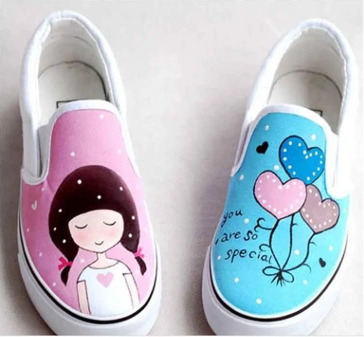 

Hot Sales More Choos Spring Women Hand-Painted Canvas Shoes Plus Size Lovers Casual Shoe Female Loafer Zapatos Mujer