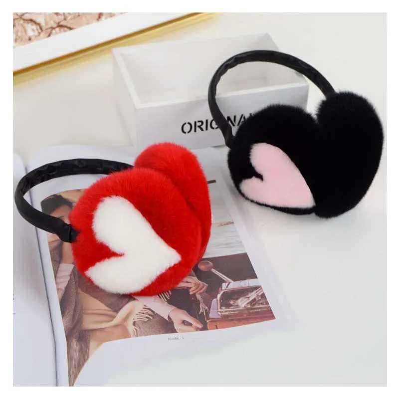 Натуральный мех Earflap девушки Наушники женщина кролика Earmuff Рождественский подарок с милыми ушками теплые зимние теплые Наушники унисекс Ms. minShu