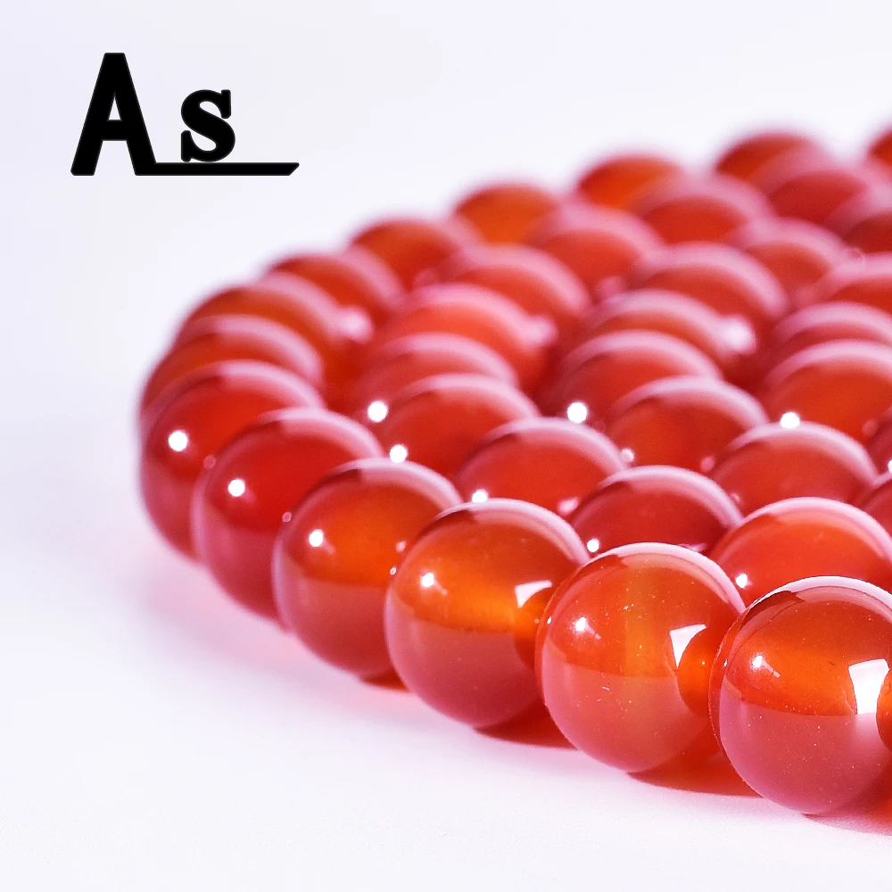 

Asingeloo Natural Stone Carnelian Round Beads Red Agat 4 6 8 10 12MM Charm Bracelet Necklace Handicraft Beads for Jewelry Making