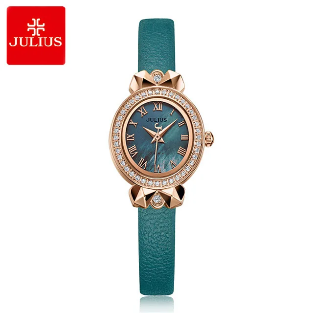 

Julius Women's Watch Japan Quartz Casual Strap Wristwatch Shell dial Clock Oval Face Gift Cute bowknot Case retro JA-1039