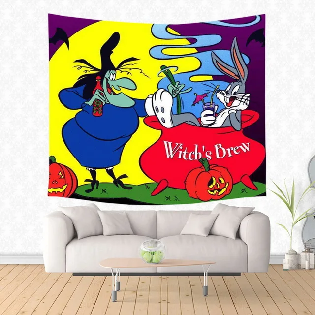 Bugs Bunny Pattern Tapestry Decorative Wall Hanging Carpet Bedding Outlet Door Curtain Textiles