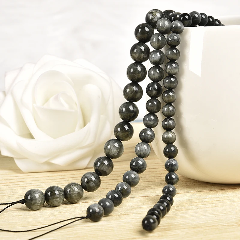 Серый Полный бисер с Черными Блестками и черными текстурами Hawks eye Synthesis Loose beads