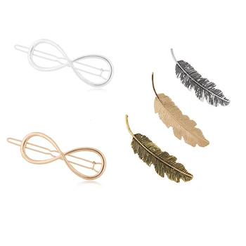 

1PC Women Gold/Silver Leaf/Cat/Feather Hair Clip Hairpin Barrette Pearl Star Bobby Pin Hair Jewelry Girl Ornament Accessories