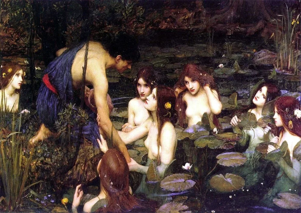 

John William Waterhouse: Hylas and the Nymphs SILK POSTER Decorative painting 24x36inch