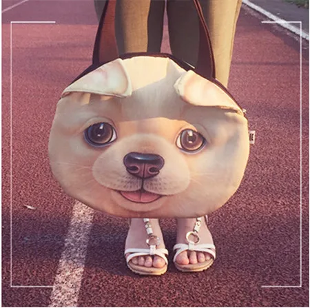 3D напечатаны мешок собака, плеча сумки для девочек, подарок на день рождения милые прекрасная собачка бульдог золотой тигр пантера мешок мягкие игрушки рюкзак сумка женская - Высота: cute dog