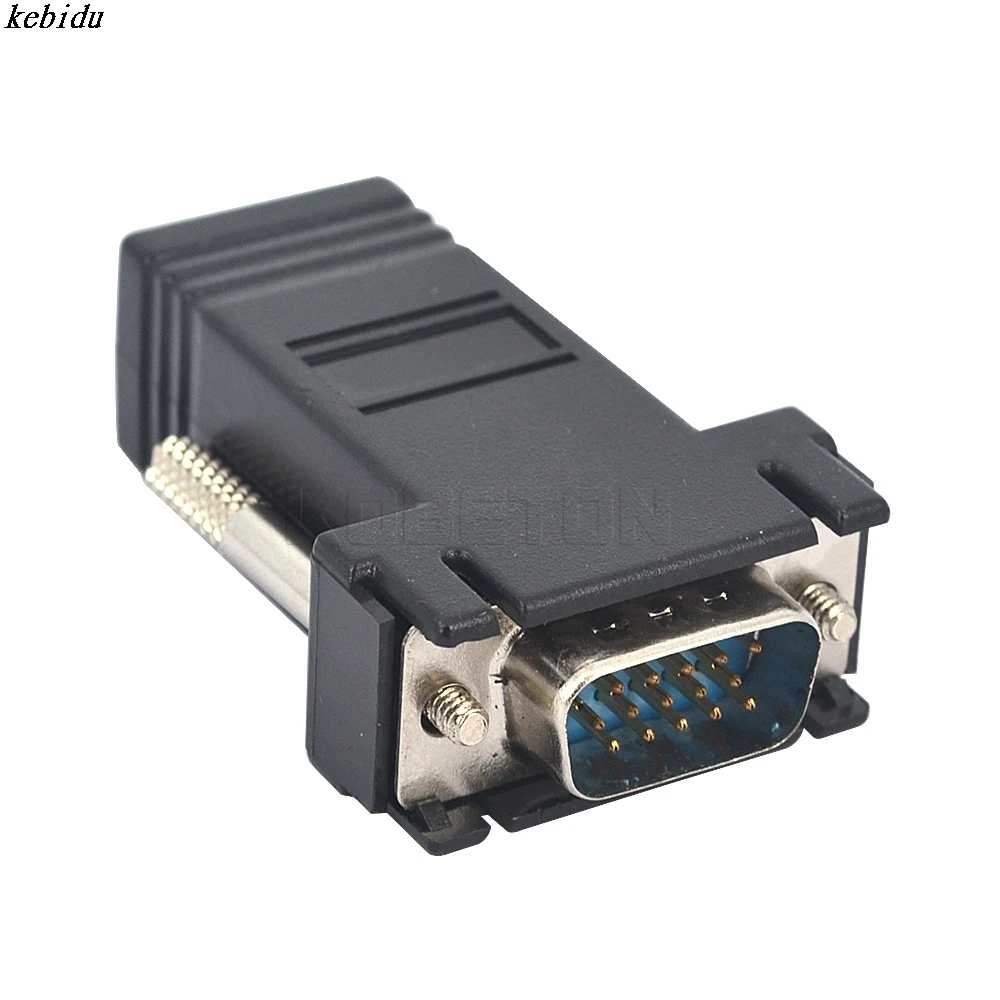 

kebidu 1Pcs VGA Extender Male to LAN CAT5 CAT6 RJ45 Network Cable Female Adapter Connector Converter Kit for PC Laptop