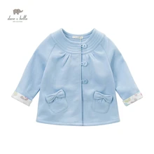 DB4450 davebella printemps automne bébé fille nouveau bleu manteau doux arc fille fantaisie manteaux enfants belle survêtement