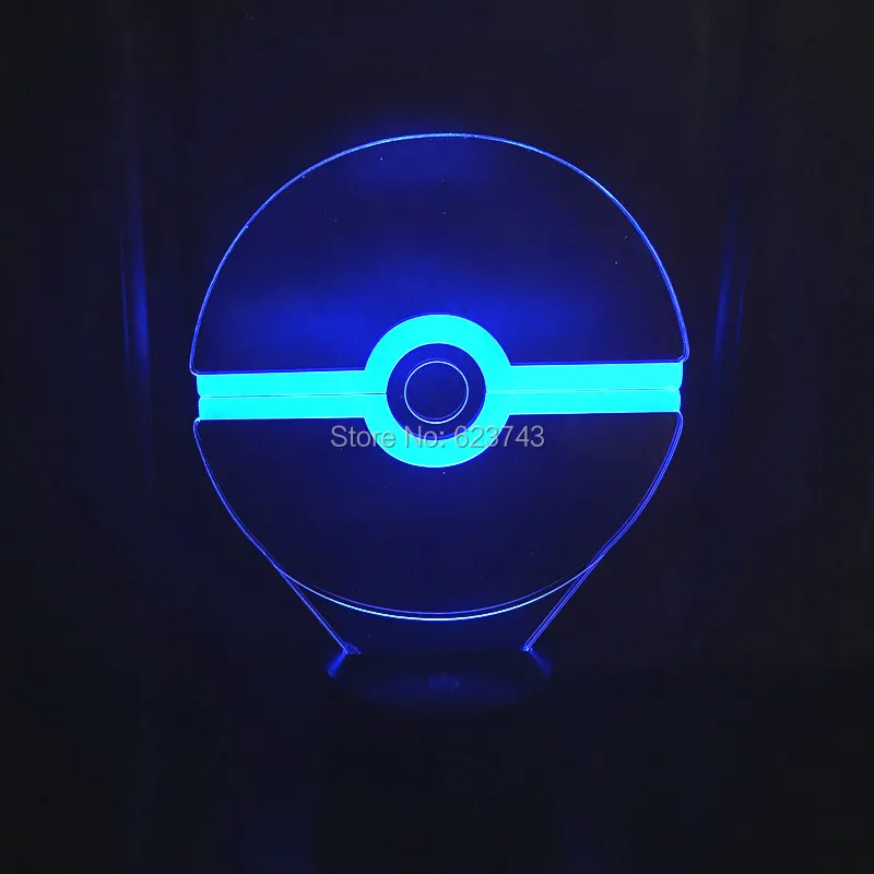 

Free Ship Color changing Flashing Pokemon Go Poke Ball Arcylic 3D LED Night Light USB 3D LED Baby Ball birthday atmosphere Lamps