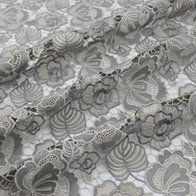 Серая Тяжелая вышивка водное решение кружевная ткань для платья Базен riche getzner telas por metro tissu tissus au metre tela