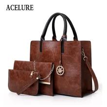 ACELURE, женская сумка через плечо известного бренда, высокое качество, женские сумки-мессенджеры, сумка, 3 комплекта, кожаная сумка через плечо, композитная сумка