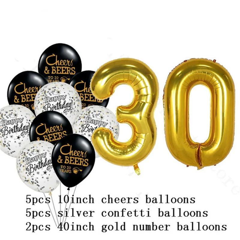 1 комплект, воздушные шары для детей 21, 30, 40, 50 лет, юбилей, 40 дюймов, воздушные шары с цифрами, товары для украшения дня рождения для взрослых - Цвет: 30years mix