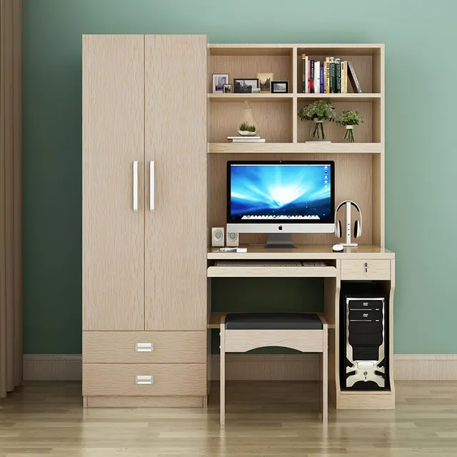 Table Desktop Home Computer Desk Combination Bookcase Wardrobe Table Desktop Home Computer Desk Combination Bookcase Wardrobe Double Door One Study