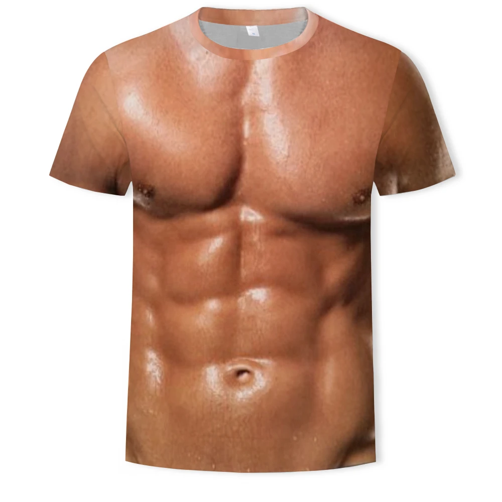 

Men 3d T Shirts Bodybuilding Simulated muscle T shirt Men GYMS T-Shirts MMA Rashguard Funny Tees Tops